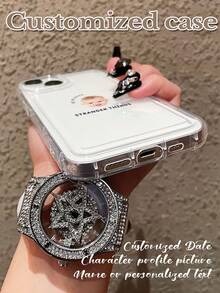 1pc Minimalist Portrait, Date, Name & Text Customized Full Coverage Silicone Lens Protection Phone Case Compatible With IPhone 16, 15, 14, 13, 12, 11 Pro Max