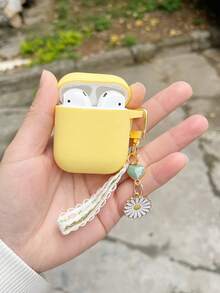 Apple 1pc Daisy Flower Keychain Earphone Cover Compatible With Airpods 4 Pro2 Airpods 3 Airpods2 1 Silicone One-Piece Soft