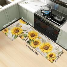 1/2 件向日葵厨房装饰地毯套装，农舍乡村厨房地毯和垫子，防滑可洗吸水厨房垫，适用于地垫、浴室垫、入口垫、卧室垫、客厅垫 - 黃色 - 查看 23