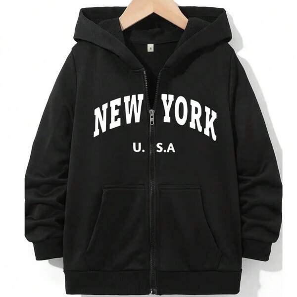 Moletom com Zíper New York U.S.A Estilo Urbano Conforto e Estilo