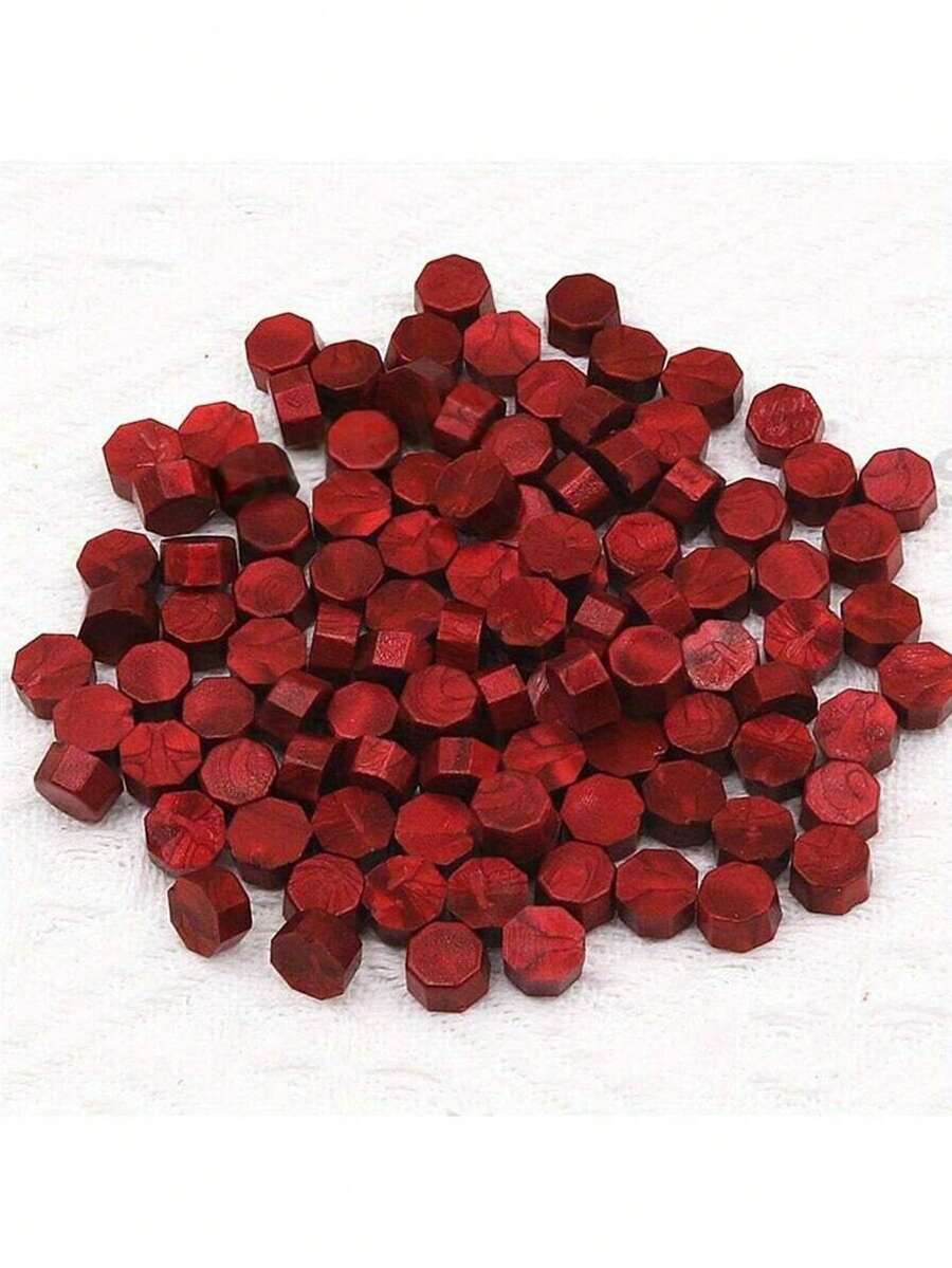 100pcs Vintage Octagonal Wax Beads, Suitable For Sealing Stamps, Envelopes, Gift Packaging And DIY Crafts - Burgundy - View 1