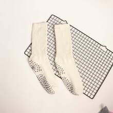 Calcetines de agarre para Pilates para mujeres, calcetines holgados de yoga con agarre para entrenamiento de barra, calcetines largos de hospital con arruga y agarre