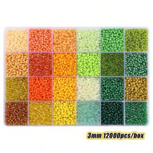 24格3毫米彩色玻璃珠，适用于手工珠宝制作、手链和项链DIY配件、万圣节、圣诞节和糖果珠DIY工艺品，批发散装商品[12000颗/盒] - 12000pcs/box - 查看 27