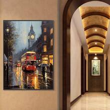 1 Pieza de Pintura en Lienzo de Escena Romántica de la Calle de Londres, Hermosa Escena Nocturna de Arte en Lienzo sin Marco, Adecuada para Sala de Estar, Dormitorio, Pasillo - transparente - Ver 10