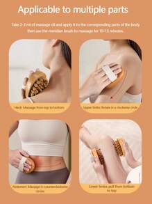 1 件手持仿木头皮和身体按摩器梳子，圆形木质按摩刷，防滑柔性手柄，仿木头部按摩刷，天然穴位经络治疗刷，用于头部放松，放松和缓解压力，抗脂肪塑身，精油水疗和缓解肌肉疼痛，便携式日常用木梳，光滑经络刷，适合健康按摩的全身按摩器