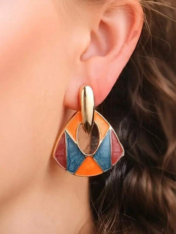 Pendientes de gota de aceite de color retro, personalidad única, pequeños y de alta calidad, ligeros pendientes de gota de aceite de serpiente, patrón irregular