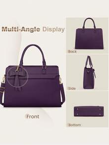 NUBILY 15.6 Inch Leather Laptop Tote Bag For Women - Waterproof Business Briefcase & Satchel Purse 2-Piece Set | Large Capacity Computer Work Bag For Office Professionals - 紫色 - 查看 10