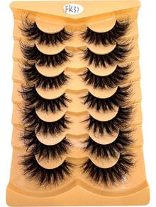 7 Pairs 25mm 9D Thick Mink Eyelashes, Curl DD Faux Mink Lashes Fluffy Cat Eye Dramatic Lashes, Reusable Dense Mink Look Extension Eyelashes - 濃密款 - 查看 4