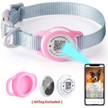 ThinkPet 1 pieza Collar inteligente de identificación para perros con etiqueta de identificación de mascota y función de recuperación - esencial para recuperar artículos perdidos, escanea el código QR del producto para hacer una llamada telefónica al propietario; Accesorios para perros, suministros para cachorros, collar para perros con funda protectora para AirTag