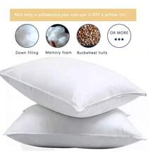 BED PILLOW For Sleeping - Soft & Breathable - 70% Cotton Pillow – D.45x45cm – Density:400gr – Natural Cotton Pillow - SET Of 2 2 Pcs - White - View 5