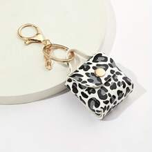 1 Piece Leopard Print PU Leather Keychain, Rectangular With Lobster Clasp, Decorative Sports Theme Family Keychain, Ideal Gift For Mother's Day