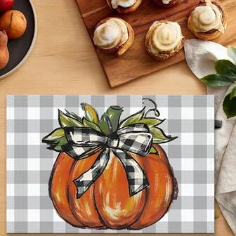4-Piece Set Of Autumn Thanksgiving Themed Placemats With Pumpkin And Maple Leaf Print Designs, Measuring 30X45 Centimeters, Is Perfect For Theme Decoration In Thanksgiving Restaurants, Dining Tables, Indoor And Outdoor Gatherings, And Rural Kitchens. It Is The Best Choice For Thanksgiving Gifts.