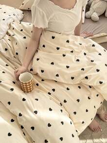 3 件套加厚涤纶花卉印花床上用品套装，可机洗，柔软亲肤，透气，易于护理，适用于宿舍、单人床、双人床、大床，超值装（1 个羽绒被套 + 2 个枕套，不含填充物）