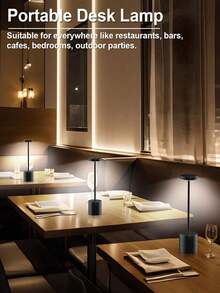 可充电无线LED台灯，三色平滑调光 - 便携式LED台灯，适用于餐厅、卧室、户外，现代金属设计，触控操作，可独立摆放，卧室夜灯 | 现代LED灯 | 无线灯，台灯，适用于家庭/酒吧/餐厅/酒店/办公桌，可作为生日礼物、圣诞礼物或夜灯送给朋友 - 均碼 - 查看 6