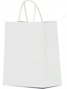 2025Qutuus White Paper Gift Bags With Handles Bulk 25 Pcs 8x4.5x10 Medium White Paper Bags For Gifts, Valentines, Shopping, Retail - trắng - Xem 12