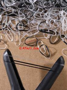 1500 件女孩迷你 0.47 英寸直径一次性橡胶发带、发箍、发圈、马尾辫夹，适合日常使用 - 彩色 - 查看 4