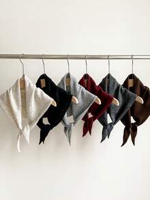 1pc Women Solid Color Triangular Wool Blend Women Scarf, Knitted Warm Decorative Elegant Retro Style Scarf, Suitable For Outdoor Travel, Spring, Autumn, Winter, Snow Season Women Winter Scarves For Dress - Multicolor - View 12