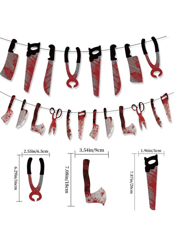 Set de 12 piezas de decoración colgante de Halloween - Bandera con gotas de sangre espeluznante y decoraciones para pasteles para fiestas y casas embrujadas