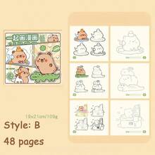 1 Stück Capibala Skizzen Kopie, süßes Kinder Linienskizzen Kopierheft, süße einfache Skizzen Handgezeichnetes Notizbuch, Linienentwurf Graffiti Notizbuch