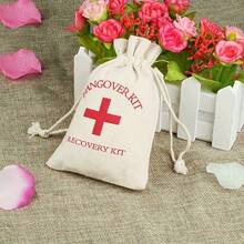1/20/50pcs Hangover Kit Burlap Bags, Canvas Bags, Emergency Survival Kit Pouches, Wedding Wedding Favor Holder Bag, Red Cross Linen Gift Bags, For Bachelor/Bachelorette Party Supplies, Mother's Day Graduation, Recovery Event Party Decor, Creative Small Gift, Holiday Accessory, Birthday Party Supplies, Birthday Gift, Art Craft Ornament Gift, Wedding Decor - Khaki - View 10
