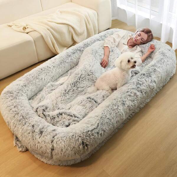 Human Dog Bed For Adults, 46 X 10 X 76 Long Human Size Dog Bed, Removable Cover, Orthopedic Design