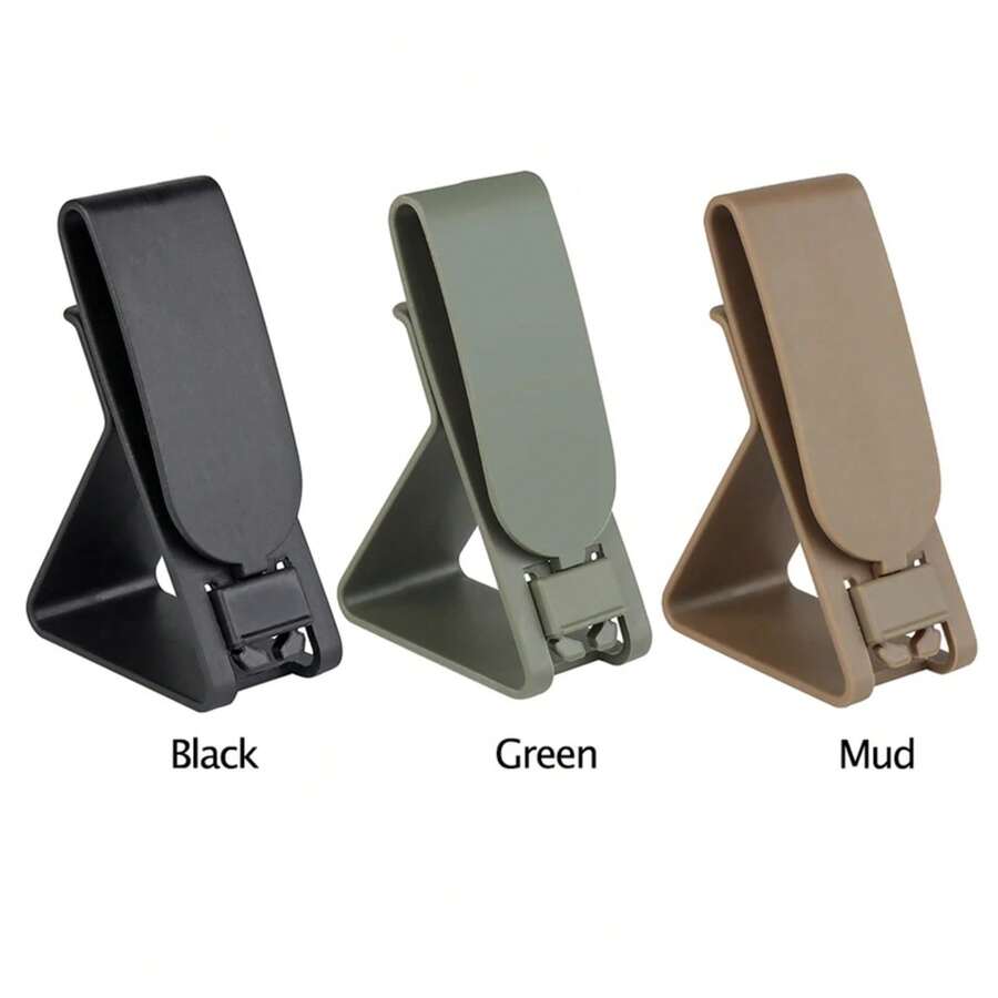 Soporte de auriculares portátil con clip de liberación rápida Molle, protector de soporte de teléfono móvil de nylon impermeable para accesorios al aire libre - Negro - Ver 1