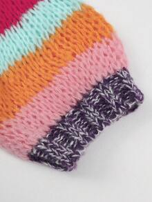 ii Plus Size Women Colorful Striped Drop Shoulder Long Sleeve Loose Knit Cardigan