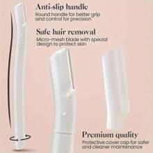 4pcs High-Quality Eyebrow Razor Set With Guard, Suitable For Beginners, Men & Women, Beauty Tool Kit, Micro-Blade, Anti-Scratch, For Commercial And Home Use - White - View 7