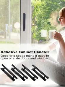 4个不锈钢自粘式橱柜把手，无需钻孔，抽屉拉手，推拉式门把手，易于安装和拆卸，适用于卧室橱柜、衣柜、浴室、门锁、门把手、厨房、浴室 - 彩色 - 查看 14