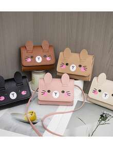 Kids Accessories Mini Crossbody Bag, Cute Bunny Shaped Shoulder Bag With Adjustable Strap, Spacious Compartment For Daily Essentials, Perfect For Girls, Kids, Teens, And Bunny Lovers For School, Shopping, Parties, And Casual Outings! - Black - View 3