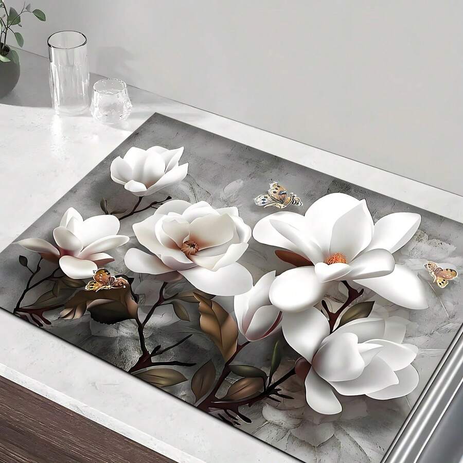 1pc Floral Pattern Carpet, Sunflower Pattern Bathroom Rug, Kitchen Mat, Bathroom Mat, Outdoor Carpet, Bathroom Decor Mat, Non-Slip Kitchen Mat, Bathroom Floor Mat, Floor Mat - FUCFD073 - View 1