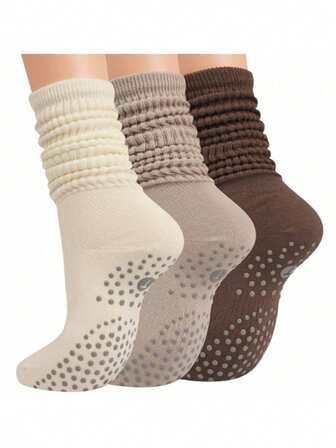 Calcetines de agarre para Pilates para mujeres, calcetines holgados de yoga con agarre para entrenamiento de barra, calcetines largos de hospital con arruga, calcetines zapatilla - regalo para mujeres