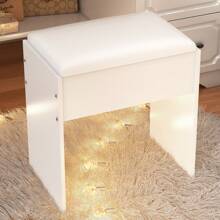 [Excluding Table]Dressing Stool Makeup Bench Cushioned Vanity Stool Piano Seat Chair UK Ship - White - View 5