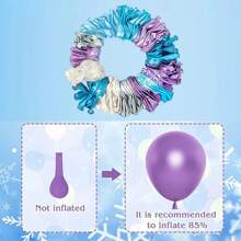 冰雪主题气球链套装，包括雪花铝箔气球和闪光蓝/紫/铬金属珍珠乳胶气球，适合 1 岁、2 岁、3 岁、5 岁生日，冰雪公主主题派对装饰配件