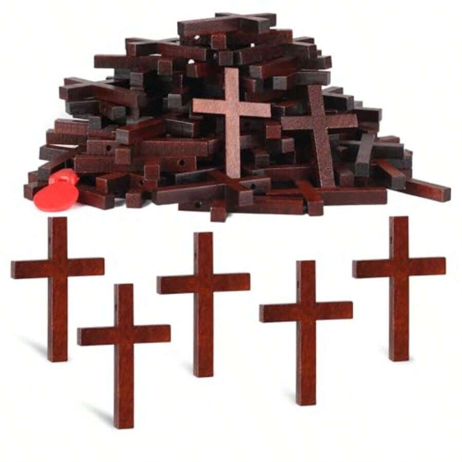72 Pcs Mini Wooden Crosses Bulk Pack For Crafts Easter And Christmas Gifts