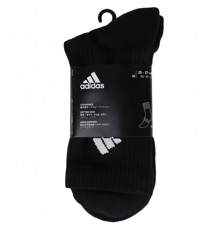 Adidas 1 双男女通用高帮运动袜，适合跑步、篮球、踝袜 [XS] 建议鞋码：34-36/21-22cm [S] 建议鞋码：35-38/21-23.5cm [M] 建议鞋码：39-42/24-26cm [L] 建议鞋码：43-46/26.5-28.5cm - 黑色 - 查看 1