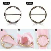 T-Shirt Tie Clips For Women Girls Twist Tee Knot Ring Silk Scarf Ring Clip Waist Clothes Corner Knotted Button Fashion Metal Circle Buckle Fashion Alloy Clothing Ring Wrap Holder Round Scarves Clasp - 預設 - 查看 5
