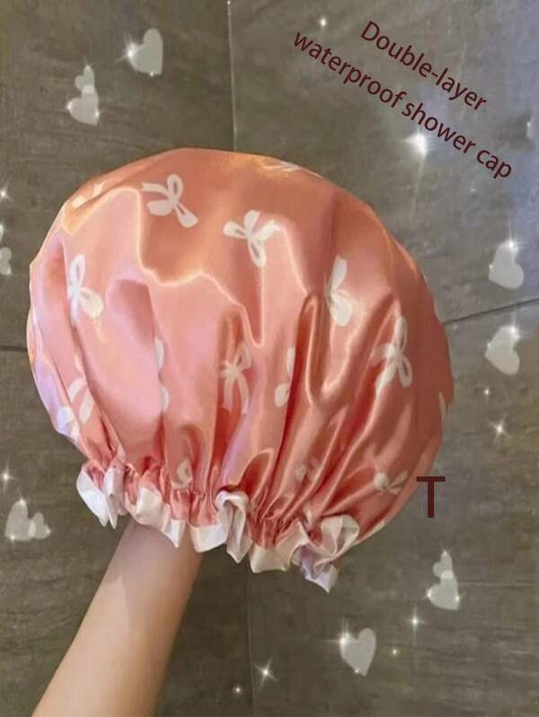 2-Layer Thickened Waterproof Shower Cap, New Design Reusable Bathing Cap For Washing Hair, Shower, Spa, Salon