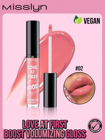 Misslyn Lucidalabbra volumizzante "Love At First Boost", lucidalabbra idratante, lucidalabbra lucido idratante a lunga durata e dolce, lucidalabbra volumizzante, rossetto a lunga tenuta ad alta pigmentazione, colore altamente pigmentato e lucentezza istantanea, lucidalabbra lucido, idratante, leggero e non appiccicoso