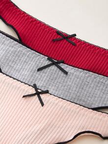 22 件女士棉质丁字裤，纯色，性感内裤，蝴蝶结细节，舒适，无缝，透气针织面料，多种颜色，浪漫，喜庆，性感内衣，黑色内裤，红色内衣可一次性使用