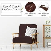 Newwiee 8Pcs Patio Cushion Covers Stretch Outdoor Cushion Cover Patio Furniture Sofa Couch Slipcovers, Soft Flexibility Washable Furniture Protector(Waterproof,Dark Gray) - 黑咖啡 - 查看 6