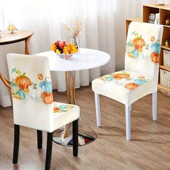 1 Piece/2 Pieces/4 Pieces/6 Pieces/8 Pieces, Autumn Themed Maple Leaf Printed Elastic Chair Cover, Rich Autumn Atmosphere Design, Detachable And Reusable Seat Cushion Protective Cover, Suitable For Home Dining Tables, Chairs, Gardens And Other Decorative Purposes, Beautiful And Practical, Ideal Decoration For Autumn And Thanksgiving.