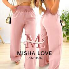 Women's High Waist Wide Leg Pants With Pocket - Rusty Rose - View 2