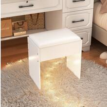 [Excluding Table]Dressing Stool Makeup Bench Cushioned Vanity Stool Piano Seat Chair UK Ship - White - View 8