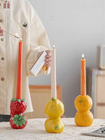 1 st modern minimalistisk kreativ fruktformad keramisk ljusstake, skrivbordsdekor, fotorekvisita, present