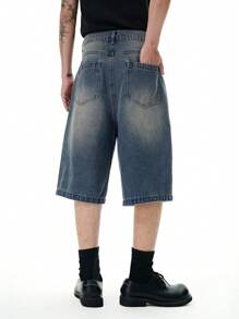 INFLATION Herren gewaschene schräge Tasche Lässig Jeans Shorts