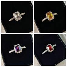 4PCS Women'S Elegant Sterling Silvery Double-Tone Twisted Ring - Rhodium-Plated April Birthstone, Synthetic Cubic Zirconia, All-Season Versatile Jewelry For Daily Wear & Parties - 4PCS - View 3