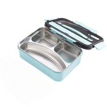 1 buah Kotak Bekal Stainless Steel, 1 buah Kotak Bekal Anti Bocor Stainless Steel 304 Tahan Lama, Kotak Bento 3 Kompartemen, Dilengkapi dengan Peralatan Makan Stainless Steel, Mudah Dibersihkan, Ideal untuk Sekolah dan Kerja - MultiWarna - View 22