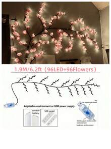 1pc Cherry Blossom Branch Light, 8 Flashing Modes, Suitable For Indoor/Outdoor Use In Spring/Summer, Applicable For Wedding Decor, Party Ambiance, Valentine's Day, Christmas, Birthday, Graduation Ceremony And More