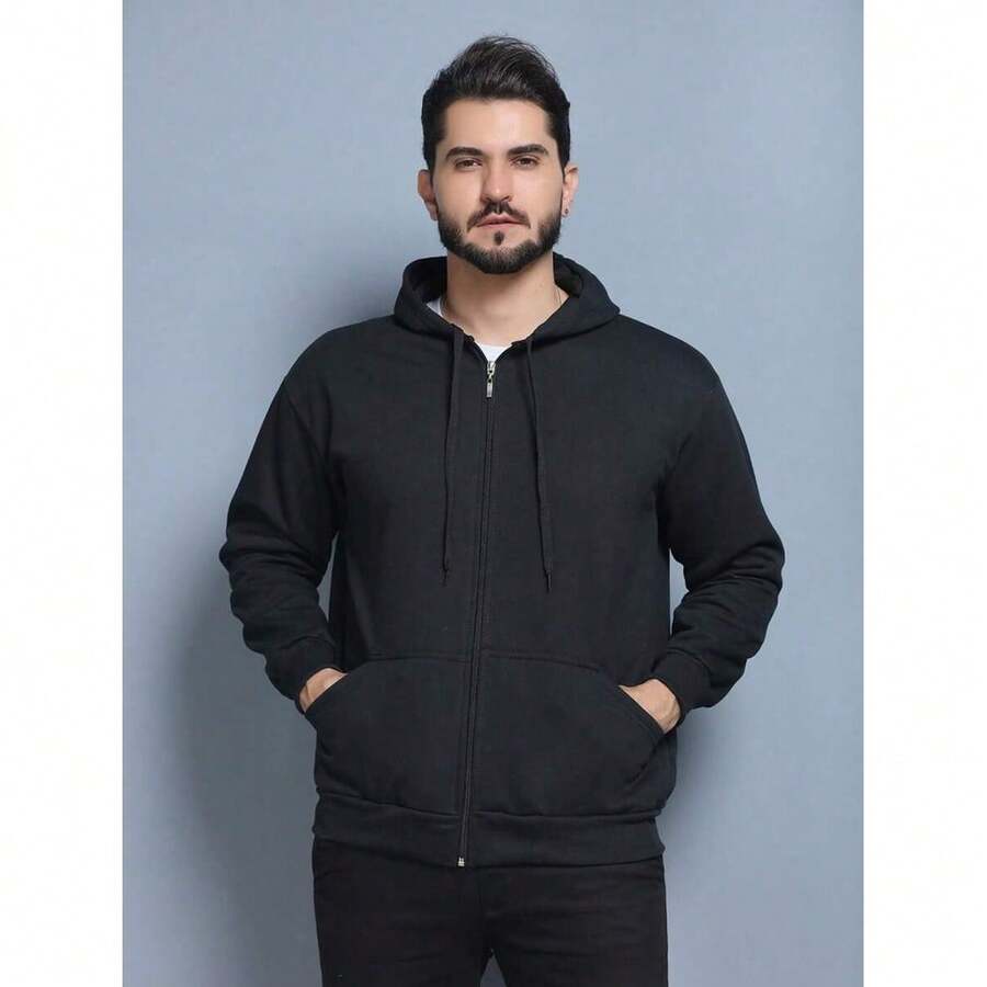 Moletom Masculino Com Capuz Com Ziper Dia dos Pais - Preto - Visão 1